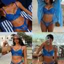 Avidlove Lingerie for Women Lace Strappy Underwear V Neck Bra and Panty Sets 2 Piece Bralette Outfits (Blue, L)