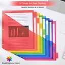 SUIN 8-Tab Insertable Binder Dividers with Double Pockets - Translucent Plastic Page Separators for 3 Ring Binder, Front & Back Storage, Durable Poly, Letter Size, Rainbow Colors, 12-Pack