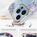 Clear Case Compatible with iPhone 12 Pro iPhone 12 Glitter Plating Flower Design Protective Shockproof Slim Thin TPU Bumper Durable PC Back Cover Phone Case, Purple