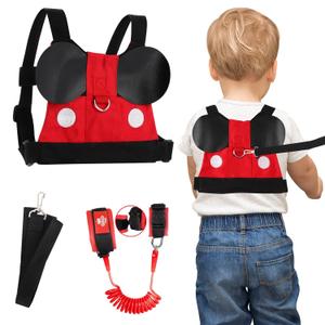 Lehoo Castle Toddler Leash for 1-5 Years, Baby Safety Harness for Boys with Anti-Lost Key Lock & Adjustable Strap, 3-in-1 Wrist Leash and Kids Backpack Harness for Walking Travel (Mickey Mouse)