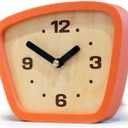 Handcrafted Mid-Century Modern Clock  Silent Movement for Desk, Table & Mantel, No-Ticking Analog MCM Decor | Made in USA (Classic, Orange)