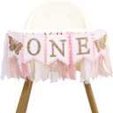 Pink Butterfly First Highchair Banner - 1st Birthday Decorations, Spring One Birthday Decorations, Butterfly Highchair Garland, Pink 1st Photo Prop Cake Smash