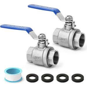 3/4'' Female NPT Ball Valve 304 Stainless Steel Full Port Threaded,Heavy Duty Shut Off Valve for Compressed Air,Water,Oil,Gas with Blue Handle,7PCS