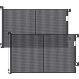 2 Pack Reinforced Retractable Baby Gates for Doorways, 60" Wide Retractable Dog Gate with Support Rods - Prevent Crawling Under, 5 Ft Wide Indoor Outdoor Retractable Gate Mesh Gate for Stairs, Black