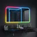 Antok LED Bathroom Mirror 40" L x 30" W, LED Mirror with Lights for Bathroom, Lighted Vanity Mirrors for Wall, Anti-Fog, Dimmable, Tempered Glass, Memory Function, 11 Colors, Safe Use, RGB Multicolor