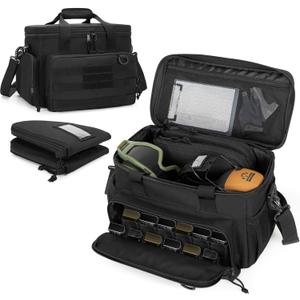 DSLEAF Gun Range Bag with 2 Pistol Cases, Pistol Range Bag with 12X Magazine Slots, Range Bags for Handguns with Padded Shoulder Strap for Easy Carrying