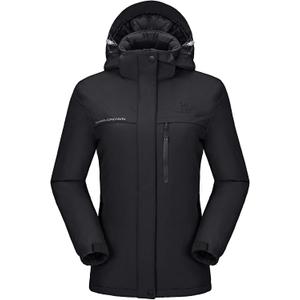 CAMEL CROWN Womens Mountain Snow Waterproof Ski Jacket Detachable Hood Windproof Fleece Parka Rain Jackt Winter Coat (3X-Large, New Black-2020)