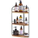INIUNIK Corner Bathroom Counter Organizer - 3 Tier Wood Vanity Counter Shelf Perfume Skincare Holder, Countertop Corner Shelf Organizer for Bathroom, Kitchen, Brown