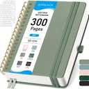 EMSHOI Bullet Dotted Journal Spiral Notebook - 300 Pages, B5 Hardcover Leather, 100 GSM Thick Dot Grid Notebook for Women Men Work Writing, Bullet Journaling, Drawing, 7.48" x 10.15", Light Green