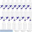 Eccliy 20 Pack 16oz Empty Spray Bottles, Leakproof Cleaning Bottles with Measurement and Adjustable Nozzle for Housekeeping, Commercial Use(Cylinder,Blue Spray Head)