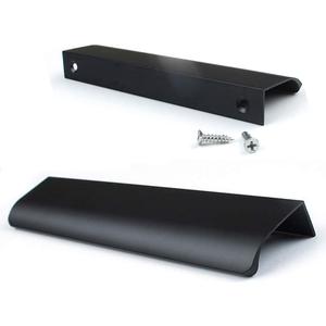 JOOJA 10 Pack Modern Style Finger Edge Pull Furniture DrawerHandles Hidden Cabinet Kitchen Drawer Handles Knobs (200mm, Black)