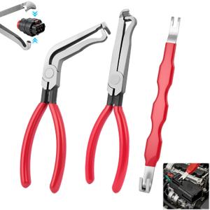 Ainiv 3 Pieces Electrical Disconnect Pliers, Automotive Electrical Connector Removal Tool, Automotive Electrical Terminal Connector Separator Removal Tool for Cars Trucks, Red