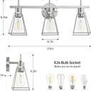 Industrial Bathroom Vanity Lights: 3-Lights Silver Brushed Nickel Vintage Metal Cage Wall Lamp - Rustic Farmhouse Light Fixture Over Mirrors Cabinet for Bath Hallway