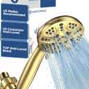 6-Mode High Pressure Handheld Shower Head Set, Consumer Reports Recommended HOPOPRO High Flow Hand Held Showerhead with 59 Inch Hose Bracket Teflon Tape Rubber Washers (Gold)