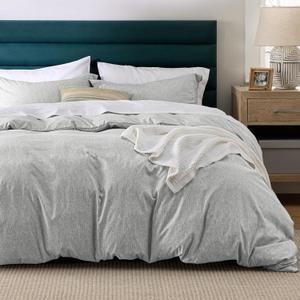 Bedsure Grey Duvet Cover Cal King Size - Super Soft Cationic Dyed Duvet Cover for Kids with Zipper Closure, 3 Pieces, No Comforter(Cal King, 104"x98") (02 - Heathered Grey)