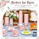 Nuogo 200 Pcs Floral Paper Tea Cups and Saucers 7 oz Disposable Paper Teacups with Handle and Plates for Tea Party Decoration Wedding Birthday Baby Shower Bridal Mother's Day, Serve 100(Pink)