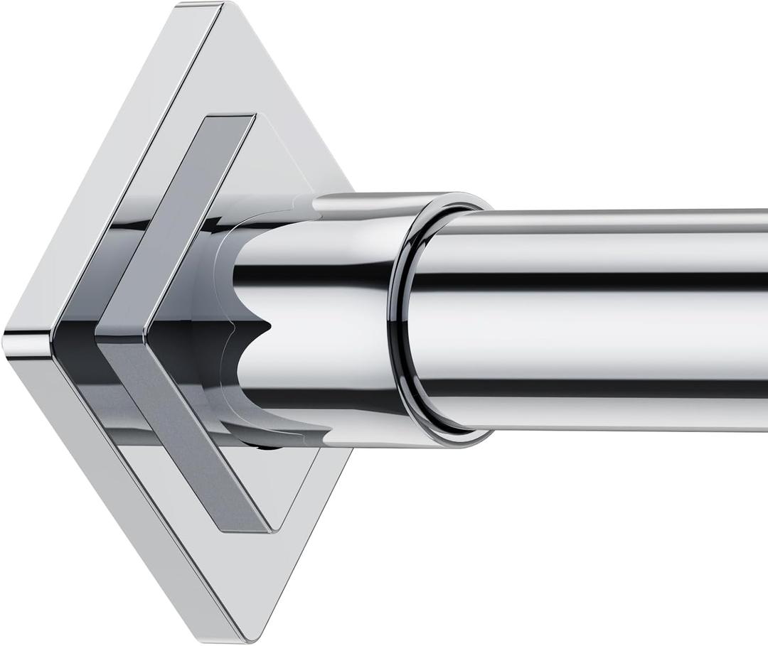 Chrome Shower Curtain Rod Spring Tension 30 to 80 Inch,1 Inch Diameter Adjustable Shower Rods for Bathroom, No Drilling