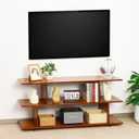 Bamboo TV Stand for TVs up to 55", 3 Tier Accent Entertainment Center with Storage Shelf, Modern Media TV Console Table for Living Room, Bedroom, 47"(L), Walnut