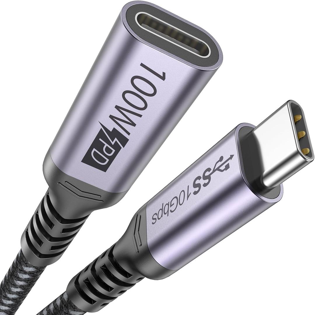 USB C Extension Cable 3ft, USB Type C 3.2 (100W Fast Charging &10Gbps Data Transfer & 4K@60Hz Video) Extender Cord Male to Female for Laptop Monitor Tablet Mobile Phone and More