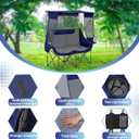 Teenyyou Double Camping Chair with Canopy Shade 660lbs Heavy Duty Beach Chair, Portable Folding 2 Person Camping Loveseat with Cup Holder and Storage Bag for Lawn Beach Outdoor Sport(Blue and Grey)