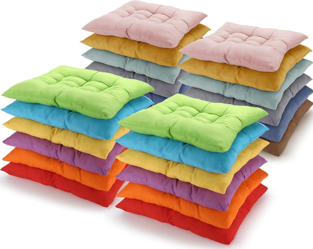 Geetery 24 Pcs Floor Pillows Bulk Seating Cushions for Floor Chair 15.7'' Large Meditation Cushion for Yoga Living Room Tatami Bedroom Balcony Office (Bright Color,Square)