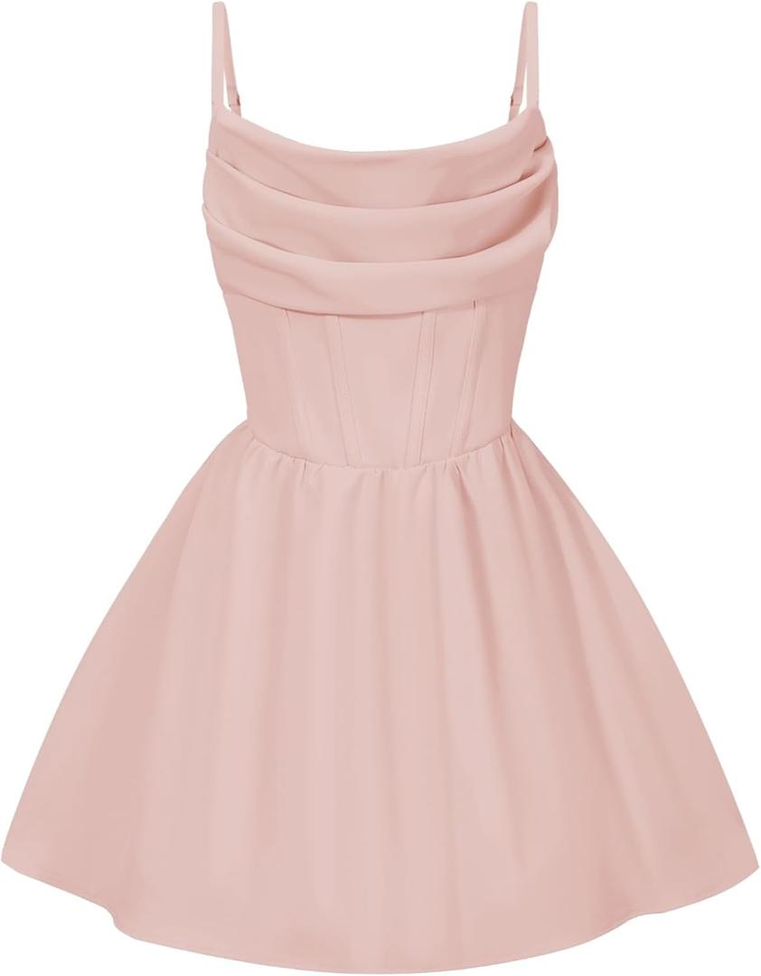 EXARUS Girls Summer Formal Dress Tween Party Dance Graduation Teen Junior HOCO Ruffle Mini Elegant Dresses 16Y