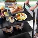 CURTA Black Stainless Steel Serving Cart, 3-Tier Rolling Utility Trolley (38"x20"x37"), Heavy Duty Painted Kitchen Cart on Wheels with Brakes, Commercial Grade for Restaurant, Hotel, Salon & Lab