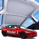 2025 Upgraded Tesla Model 3 Highland Sunshade Roof, UPF200+ Roof Sunshade with Storage Bag, No-Sag&No-Gaps Heat Insulation Foldable Roof Shade, Tesla Accessories for Highland 2024-2025,Gray