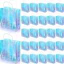 Henoyso 24 Pcs Snowflake Clear Gift Bags Princess Winter Party Favors Bag Valentines Plastic PVC Goodie Candy Treat Tote with Handle Gift Wrapping Supplies, 7.8 x 3.1 in (Snow)
