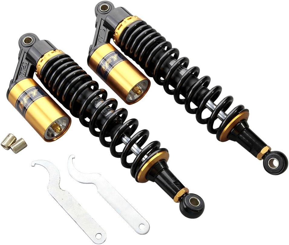 GZYF Pair 340mm Universal Motorcycle Rear Air Shock Absorbers for HONDA for Suzuki for Yamaha for Kawasaki ATV Go Kart Quad Dirt Sport Bikes,Gold