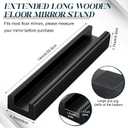 Colingmill 1 Pcs Wooden Floor Mirror Stand Anti Slip Base for Full Length Mirrors Stable Support Holder Bracket with Enlarged Non Slip Pads for Home Mirror Frames (14 x 2.7 x 1.7 Inches,Black)