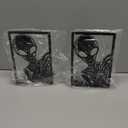 Peacoblue Metal Bookends for Shelves, Modern Decorative Heavy Duty Study Book Ends Stoppers for Office, Desk, Shelf, Room 4.7"x3.5"x7.9" Cast Iron Simple Tall Bookends 1 Pair (Aliens)