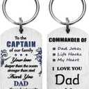 8 x Dad Christmas Gifts from Daughter son - Cool Birthday Father's Day Christmas Gift Idea for Dad - Meaningful Engraved Stainless Steel Keychain Keyring for Father Daddy Papa Presents