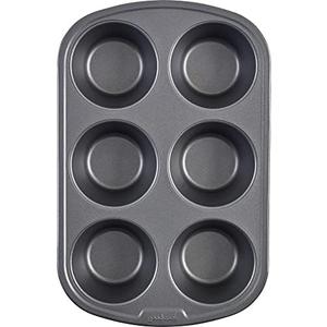 GoodCook Everyday Nonstick Steel Jumbo Texas Muffin Pan, 6-cup, Gray