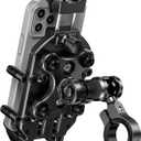 BRCOVAN Anti-Theft Motorcycle Phone Mount Holder with Vibration Dampener & Secure Lock, Adjustable Handlebar Cellphone Clamp for Bike Bicycle Scooter ATV, Fit 5.4-7.2'' Smartphone, Big Phone Friendly