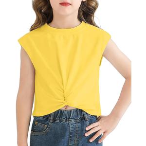 Girls Twist Front Tunic T-Shirt Cute Short Sleeve Tees Summer Blouse for Girls 5-14 Years