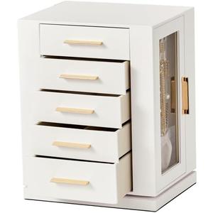 White Jewelry Box Organizer with Mirror, Storage Case for Rings, Earrings, Organizer Case for Necklaces, Jewelry Organizers and Storage with Mirror,Jewelry Holder Organizer, Jewerly Boxes for Girls