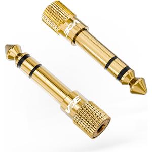 VCE 6.35mm Male to 3.5mm Female 1/4 inch to 1/8 inch 24K Stereo Audio Jack Adapter for Aux Cable, Guitar Amplifier, Headphone, 2 Pack