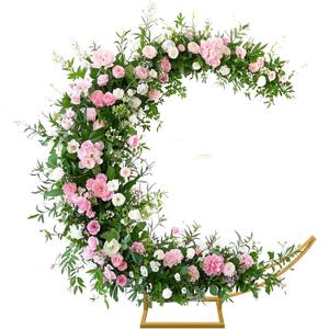Moon Shape Wedding Metal Arch Backdrop Gold Flower Balloon Arbors Stand for Wedding Birthday Party, Graduation Decorations and Baby Shower