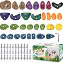 TOPNEW 32PCS Rock Climbing Holds with Mounting Hardware - Climbing Rocks for Indoor/Outdoor Kids Adults Rock Wall, Play Set & Climbing Gym, Dark Color