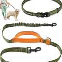 Exquisite Hands-Free Leash for Large Dogs: Ultimate Comfort & Freedom for Running, Walking, Hiking. Premium Quality, Durable & Versatile Waist Leash Belt. Your Dog Will Love It (Khaki & Orange)
