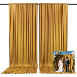 2 Panels Gold Backdrop Curtain, 10 x 7 Feet Background Curtains for Parties, Weddings, Baby Showers, Bachelorette, Christmas Birthday Party Photoshoot Backdrop Curtains Decorations
