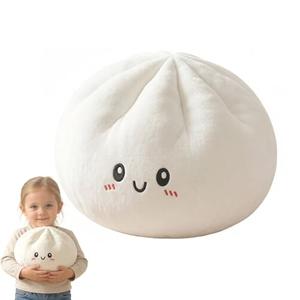 Giant Dumpling Stress Ball, Big Steamed Bun Plush Pillow Fidget Toy, Helps with Stress Relief Squeeze Ball for Kids & Adults (White)