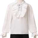 GRACEART Boys Medieval Pirate Shirt Renaissance Colonial Shirt for Kids white 2T to 16 Years (02#beige)