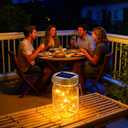 Cooo Gift for her him 6 Pack Solar Lanterns Outdoor Waterproof Upgraded Crystal Glass Solar Mason Jar Lights 30 LED 215% Larger SolarPanel, Anti-Rust Lid Hanging Outdoor Lanterns for Garden Porch