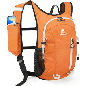 Foldable Small Hiking Backpack with 3 Strap Pockets Lightweight 300D Spill-proof Daypack for Men Women Packable Small Travel Backpack with Chest Strap & Trekking Pole Holder Durable Outdoor Bag (Orange)