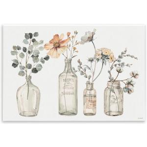 Stupell Industries Antique Floral Bouquets Flowers Glass Jar Painting, Wall Plaque, 13 x 19