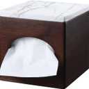 Tissue Box Cover Marble top (Dark) Tissue Cover for Bathroom Tissue Box Cover Cube for Home Office Table Counter Square Marble top Tissue Holder with storage Tray