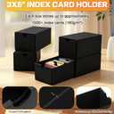 6Packs 3x5 Index Card Box,Index Card Organizer Box with Lid,Hold 6000 Cards,Black Recipe Holder for 3''x5'' Notecard Recipe Flashcard Card