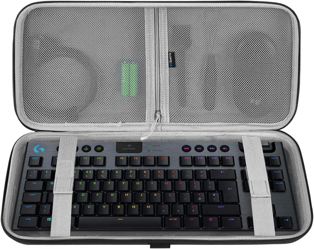 GEEKRIA TKL Keyboard Case, Hard Shell Travel Carrying Bag for 80% / 87 Keys Mechanical Gaming Keyboard, Compatible with Logitech G915 TKL, G PRO Keyboard/G PRO X (Extra Space)